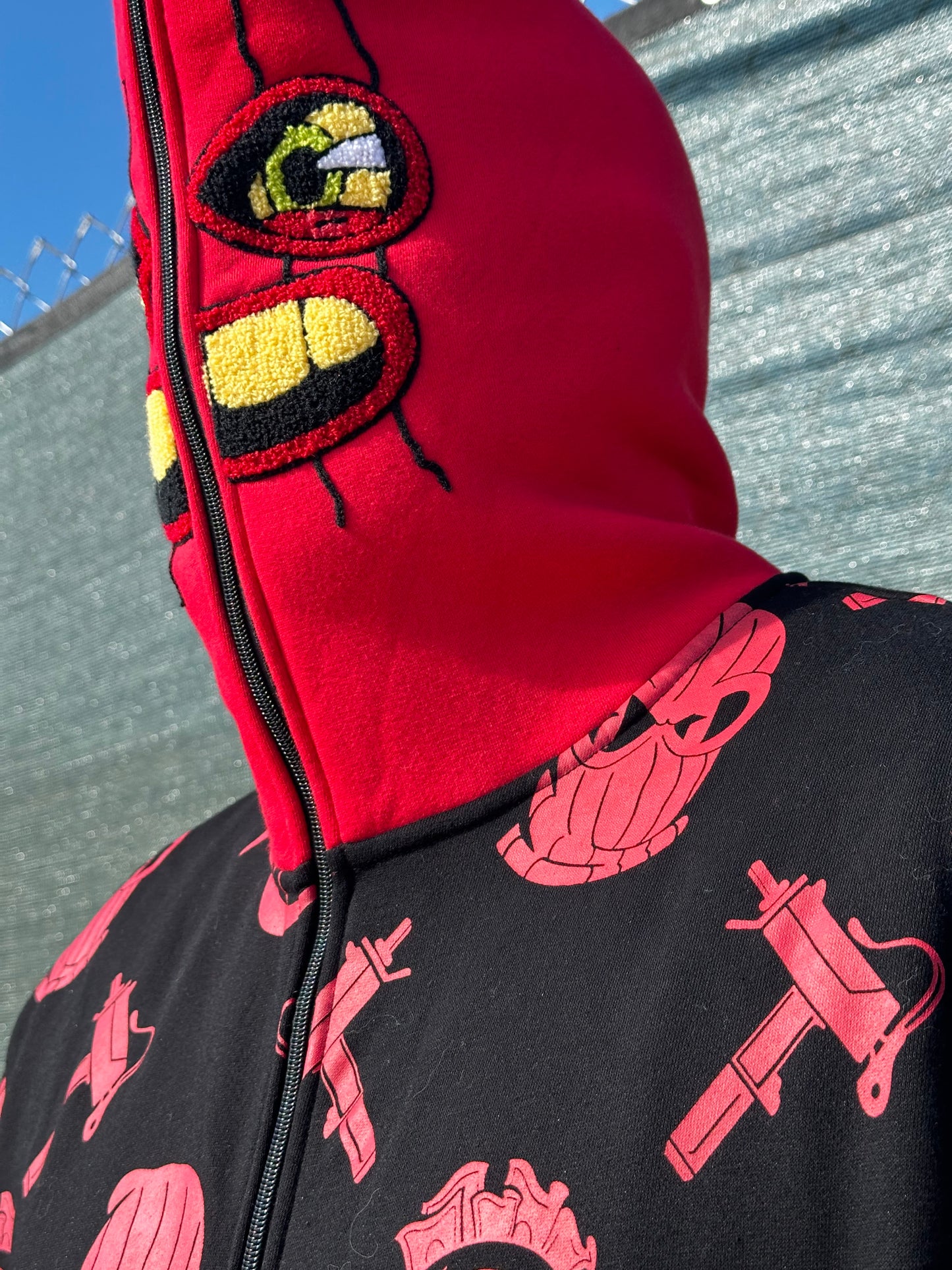 RED ROBBER ZIP UP HOODIE