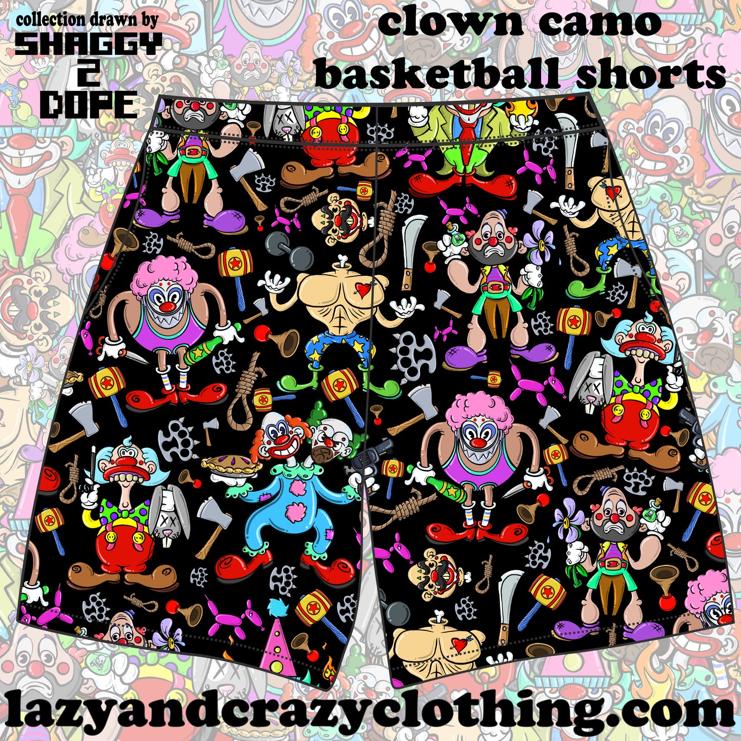 CLOWN CAMO BASKETBALL SHORTS (pre order)