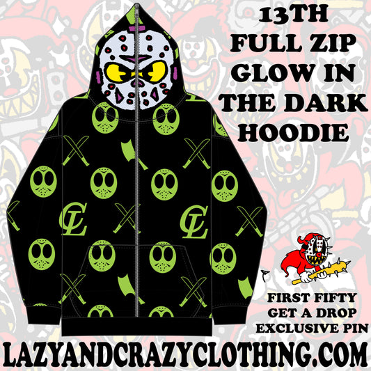 13th FULL ZIP GLOW IN THE DARK HOODIE (pre order)